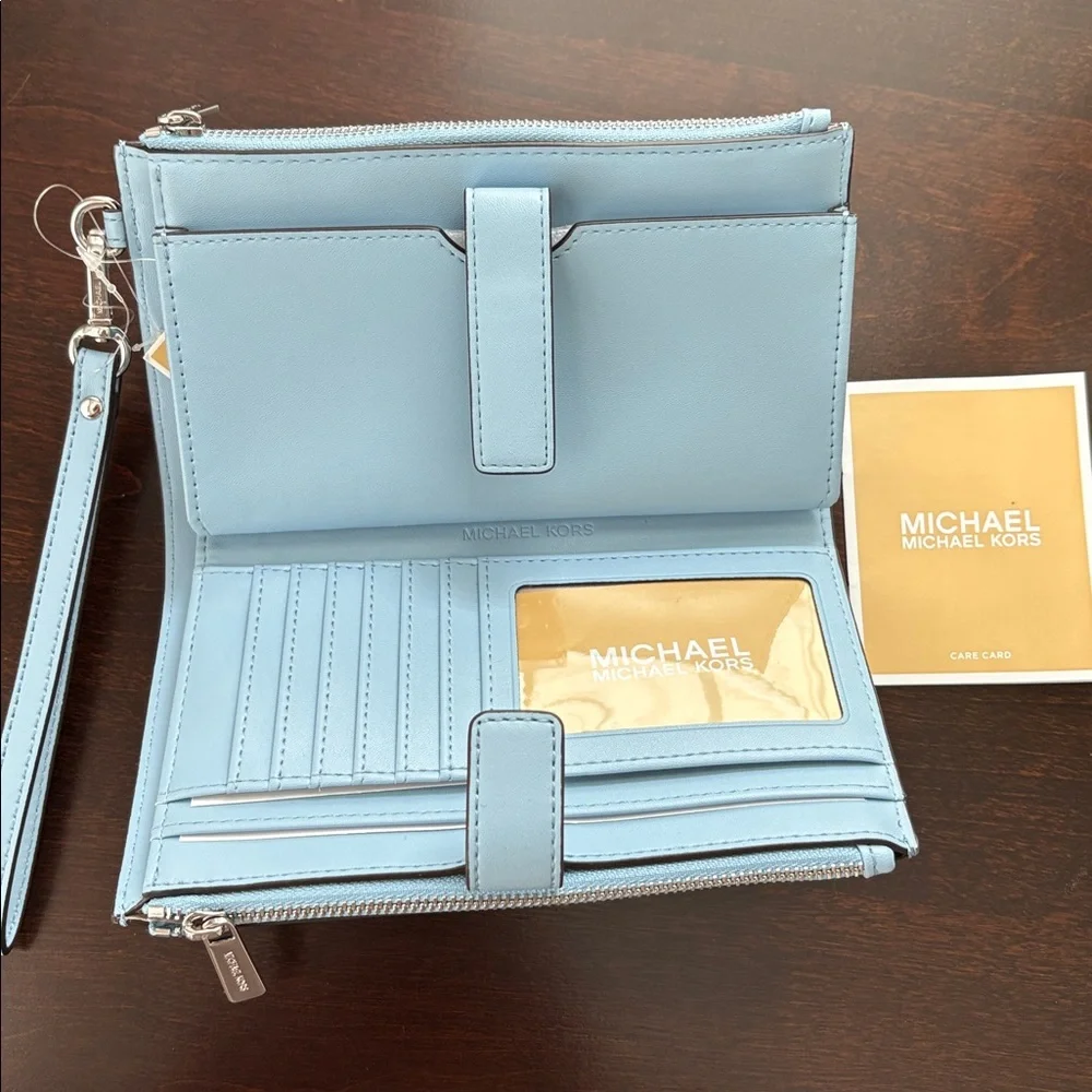 MICHAEL KORS Jet Set Large Ombré Logo Double Zip wristlet NWT - Picture 7 of 13